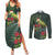 Meri Kirihimete Kakapo Couples Matching Summer Maxi Dress and Long Sleeve Button Shirt Green Silver Fern Christmas Vibe