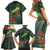 Meri Kirihimete Kakapo Family Matching Short Sleeve Bodycon Dress and Hawaiian Shirt Green Silver Fern Christmas Vibe