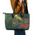 Meri Kirihimete Kakapo Leather Tote Bag Green Silver Fern Christmas Vibe