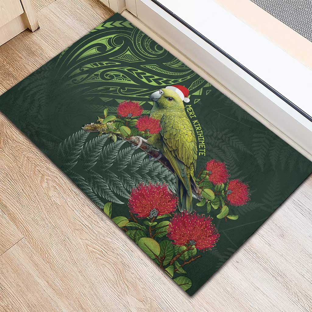 Meri Kirihimete Kakapo Rubber Doormat Green Silver Fern Christmas Vibe LT9 - Polynesian Pride