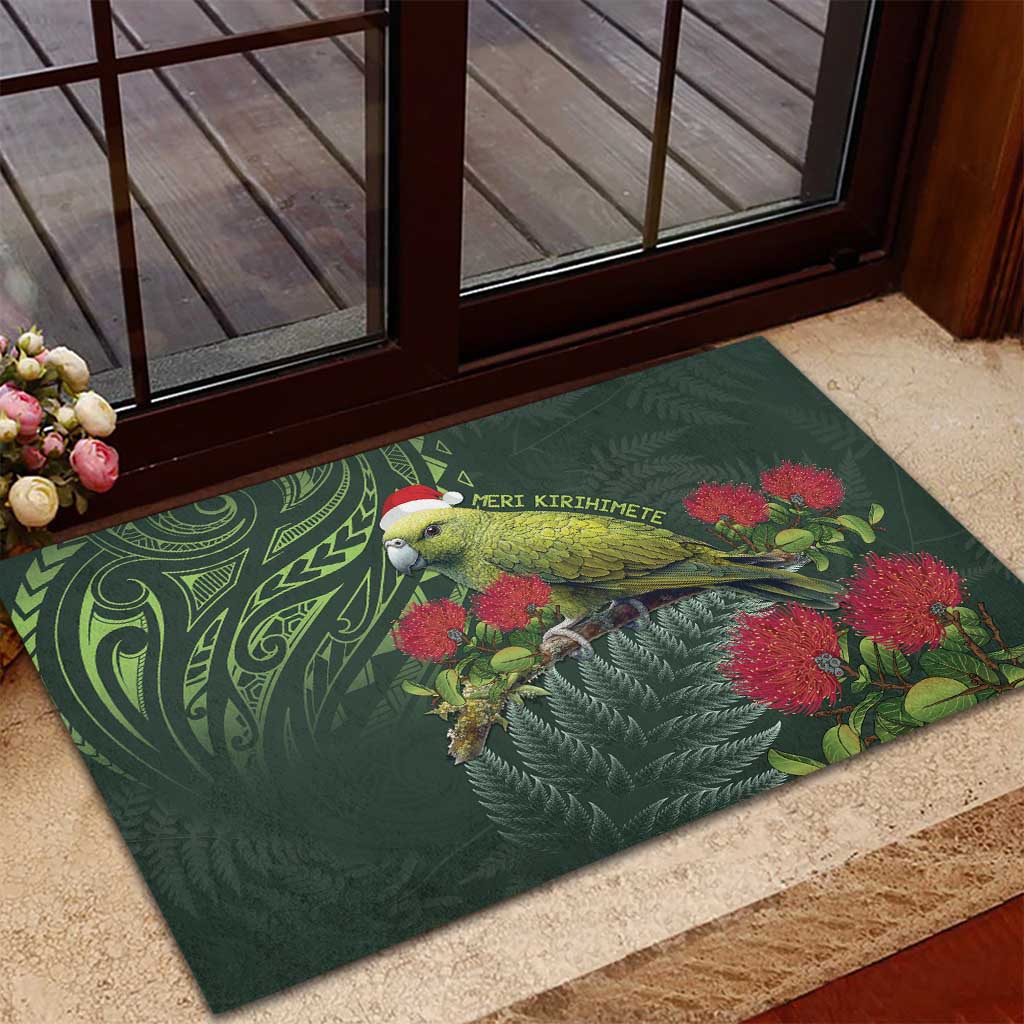 Meri Kirihimete Kakapo Rubber Doormat Green Silver Fern Christmas Vibe LT9 - Polynesian Pride