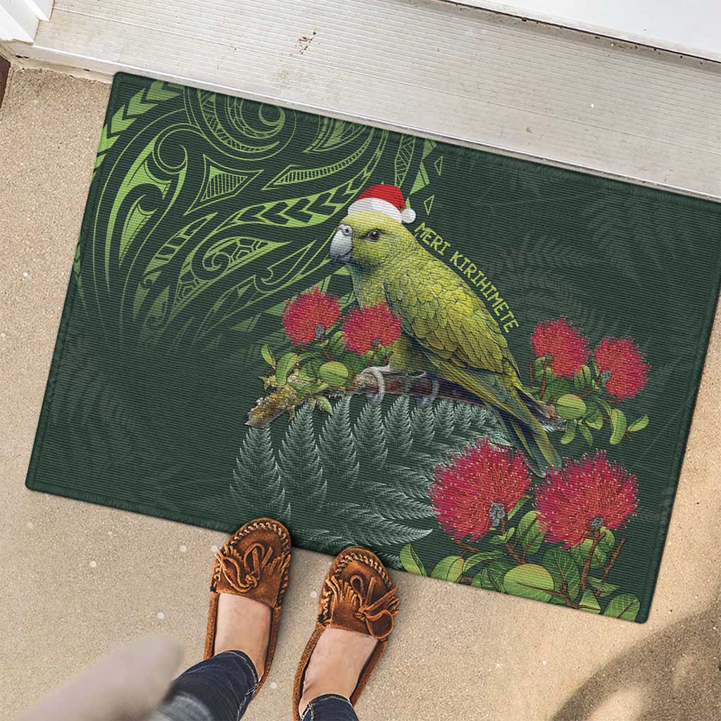 Meri Kirihimete Kakapo Rubber Doormat Green Silver Fern Christmas Vibe LT9 - Polynesian Pride