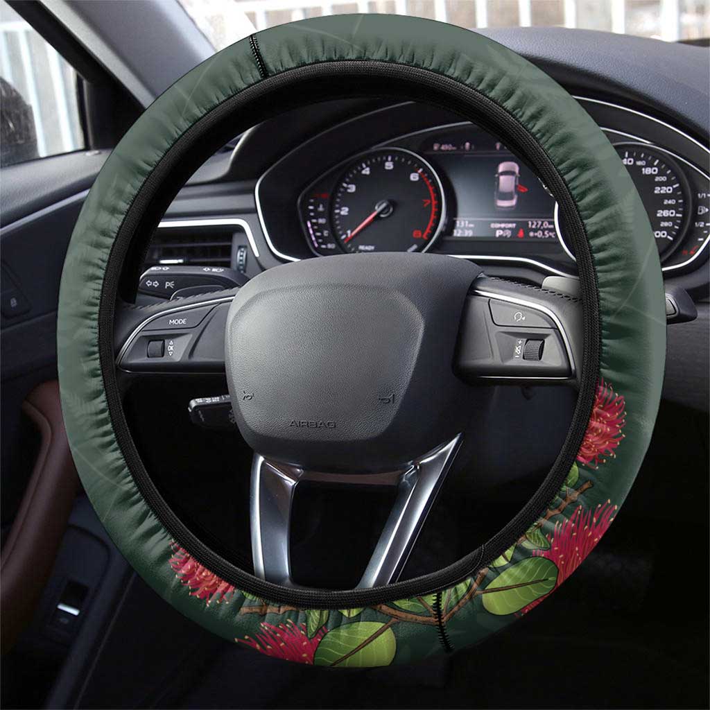Meri Kirihimete Kakapo Steering Wheel Cover Green Silver Fern Christmas Vibe LT9 - Polynesian Pride