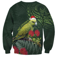 Meri Kirihimete Kakapo Sweatshirt Green Silver Fern Christmas Vibe