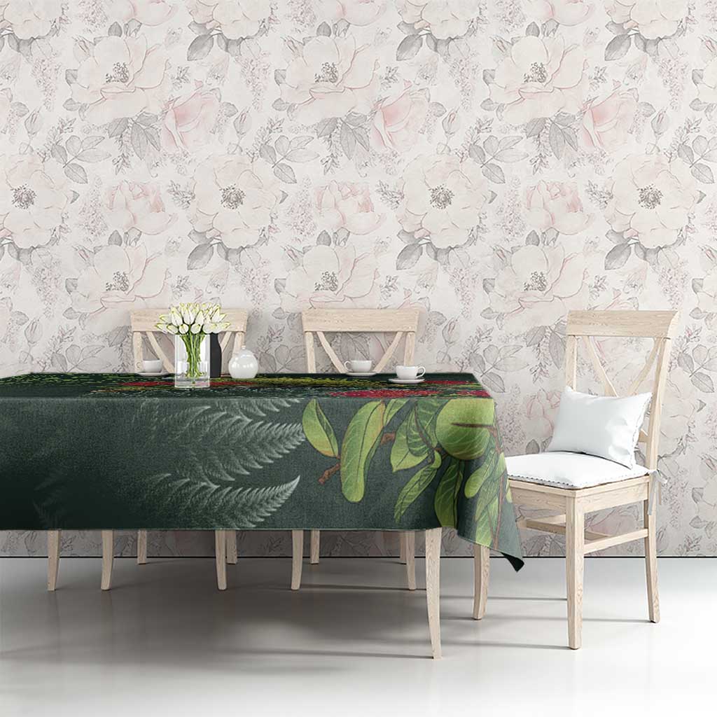 Meri Kirihimete Kakapo Tablecloth Green Silver Fern Christmas Vibe LT9 - Polynesian Pride