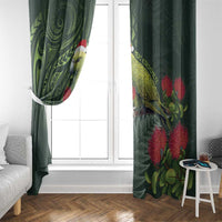 Meri Kirihimete Kakapo Window Curtain Green Silver Fern Christmas Vibe LT9 - Polynesian Pride