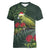 Meri Kirihimete Kakapo Women V-Neck T-Shirt Green Silver Fern Christmas Vibe