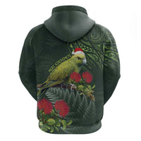 Meri Kirihimete Kakapo Zip Hoodie Green Silver Fern Christmas Vibe