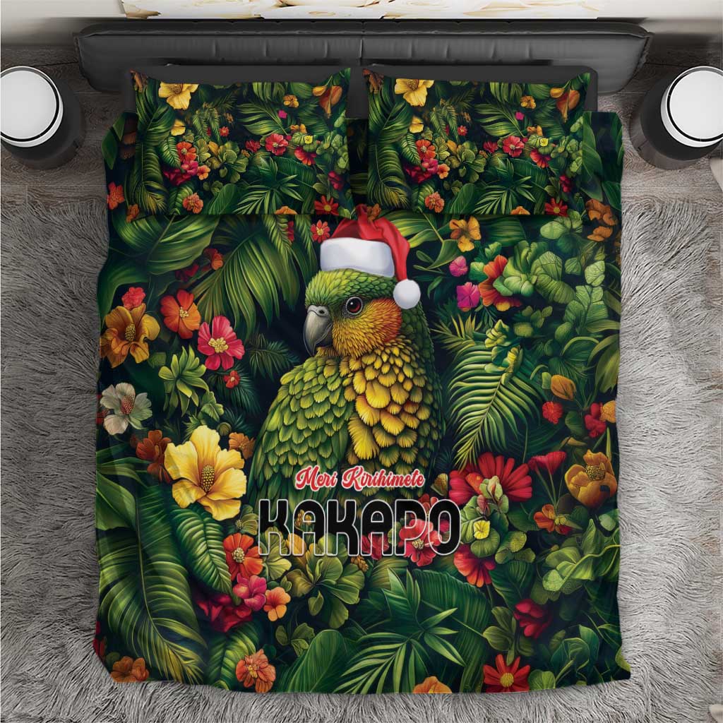 Meri Kirihimete Kakapo Bedding Set New Zealand Christmas with Tropical Vibe