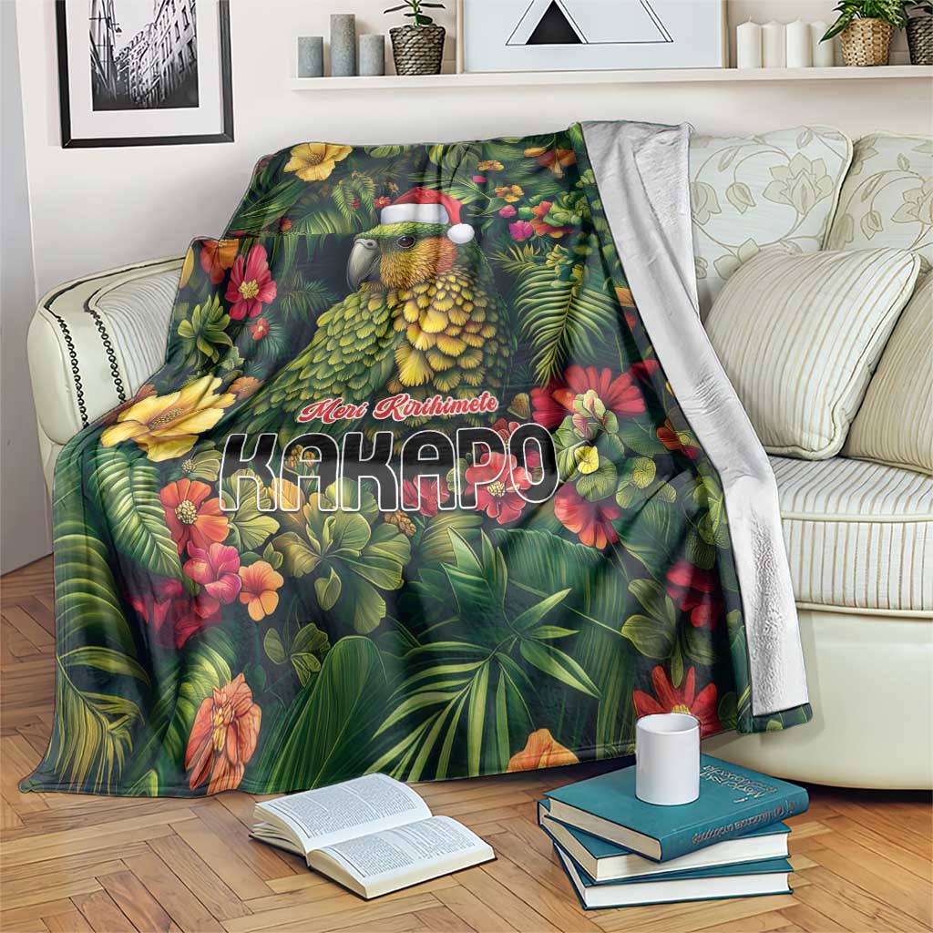 Meri Kirihimete Kakapo Blanket New Zealand Christmas with Tropical Vibe LT9 Green - Polynesian Pride