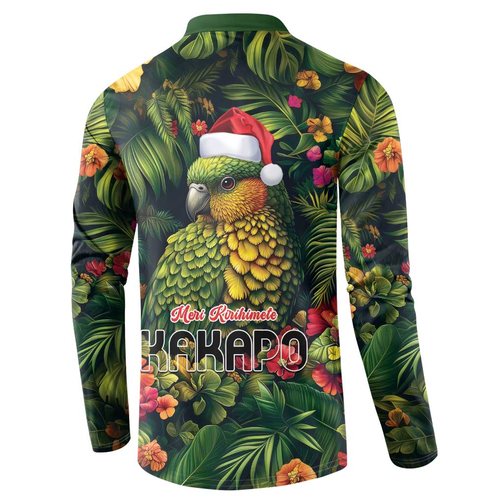 Meri Kirihimete Kakapo Button Sweatshirt New Zealand Christmas with Tropical Vibe LT9 - Polynesian Pride