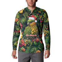 Meri Kirihimete Kakapo Button Sweatshirt New Zealand Christmas with Tropical Vibe LT9 - Polynesian Pride
