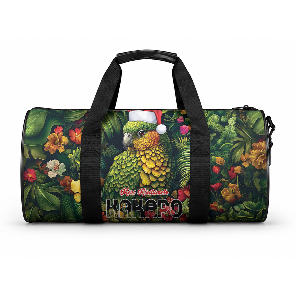 Meri Kirihimete Kakapo Duffle Bag New Zealand Christmas with Tropical Vibe LT9 One size Green - Polynesian Pride
