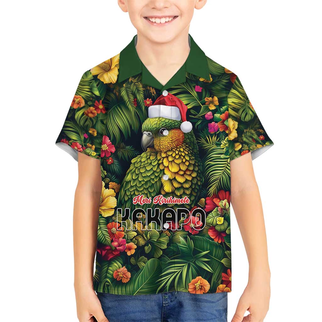 Meri Kirihimete Kakapo Family Matching Tank Maxi Dress and Hawaiian Shirt New Zealand Christmas with Tropical Vibe