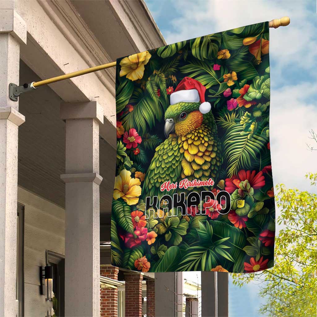 Meri Kirihimete Kakapo Garden Flag New Zealand Christmas with Tropical Vibe LT9 House Flag Green - Polynesian Pride