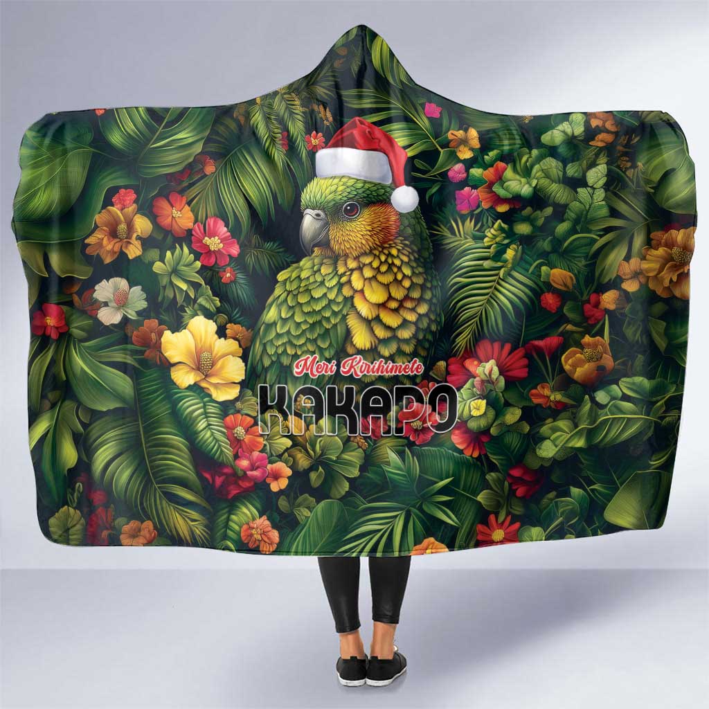 Meri Kirihimete Kakapo Hooded Blanket New Zealand Christmas with Tropical Vibe