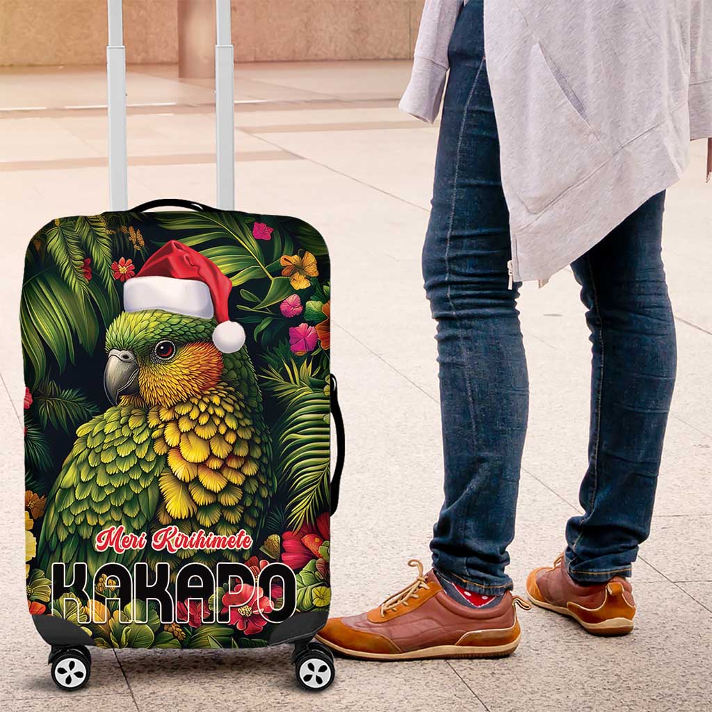 Meri Kirihimete Kakapo Luggage Cover New Zealand Christmas with Tropical Vibe