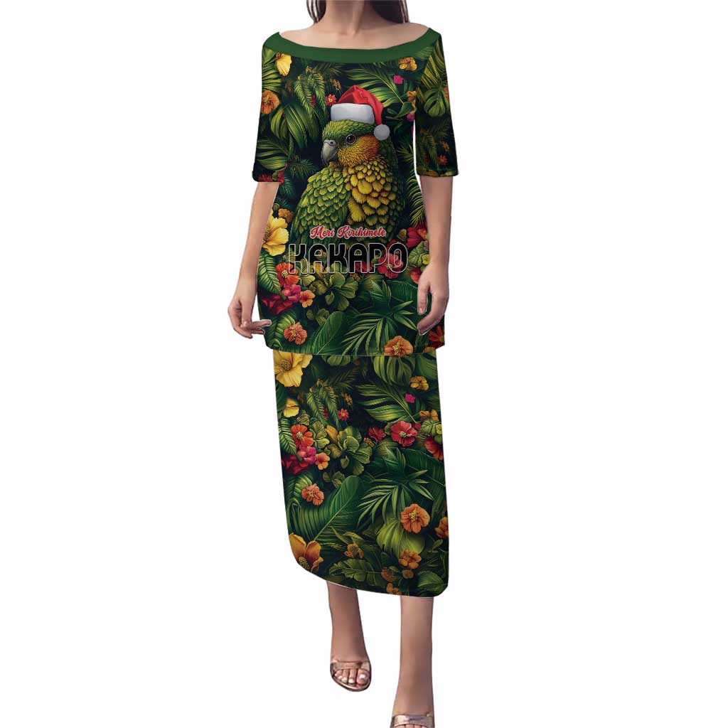 Meri Kirihimete Kakapo Puletasi New Zealand Christmas with Tropical Vibe LT9 Long Dress Green - Polynesian Pride