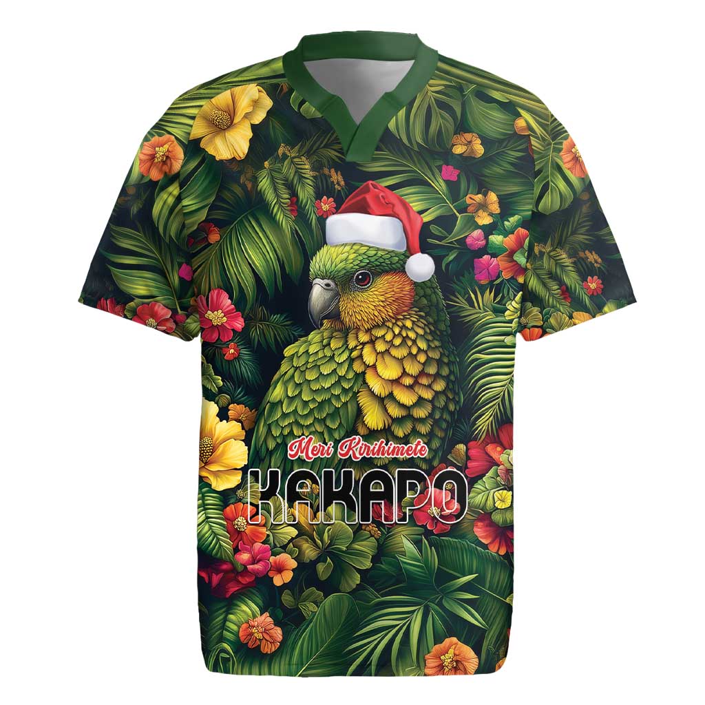 Meri Kirihimete Kakapo Rugby Jersey New Zealand Christmas with Tropical Vibe