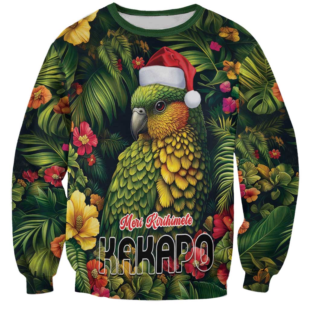 Meri Kirihimete Kakapo Sweatshirt New Zealand Christmas with Tropical Vibe