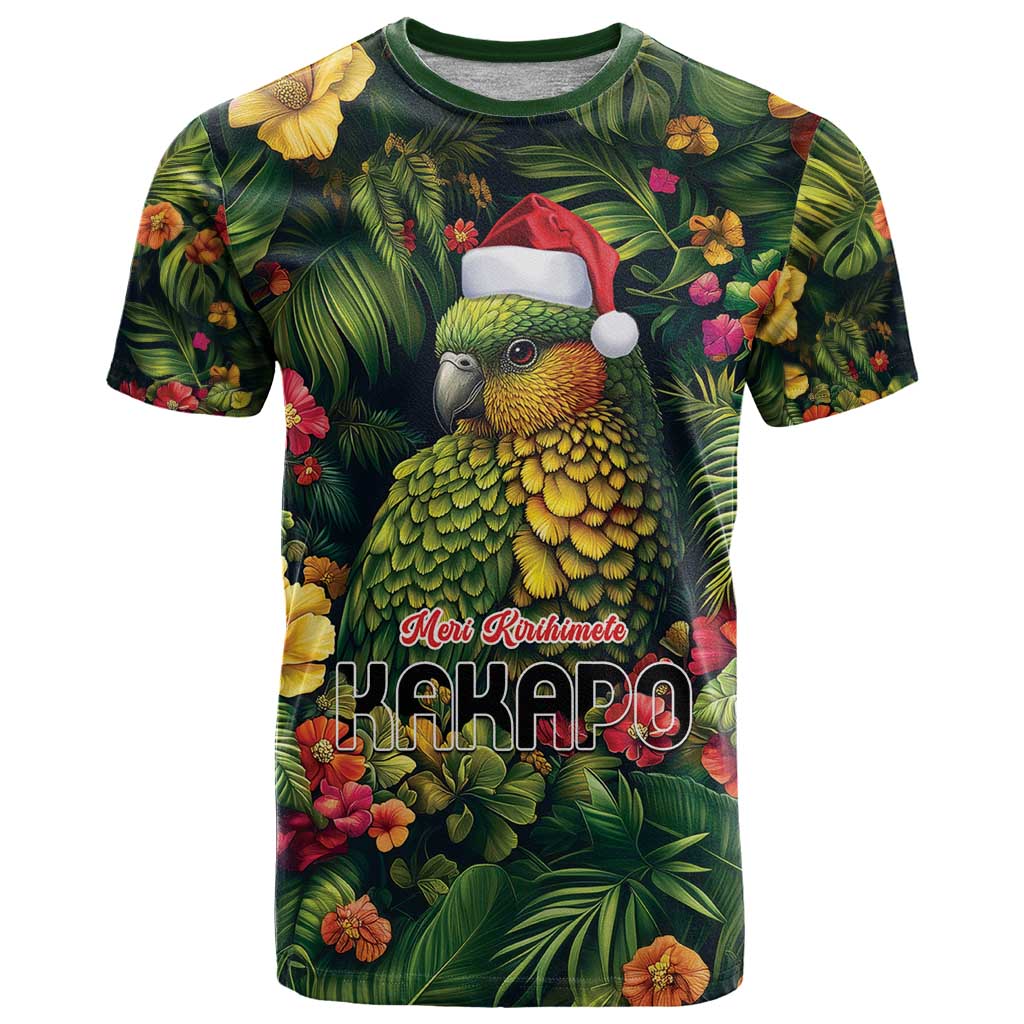 Meri Kirihimete Kakapo T Shirt New Zealand Christmas with Tropical Vibe LT9 Green - Polynesian Pride