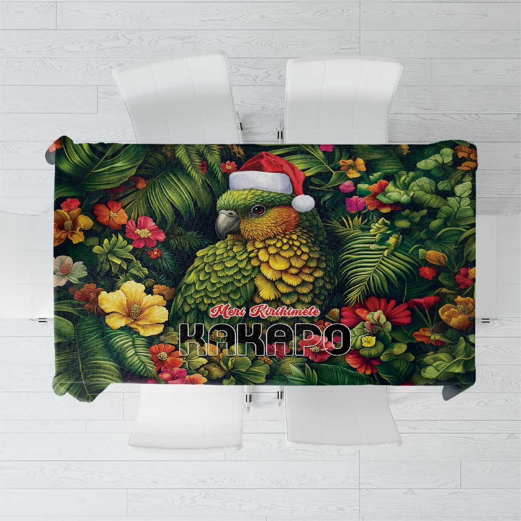 Meri Kirihimete Kakapo Tablecloth New Zealand Christmas with Tropical Vibe LT9 Green - Polynesian Pride