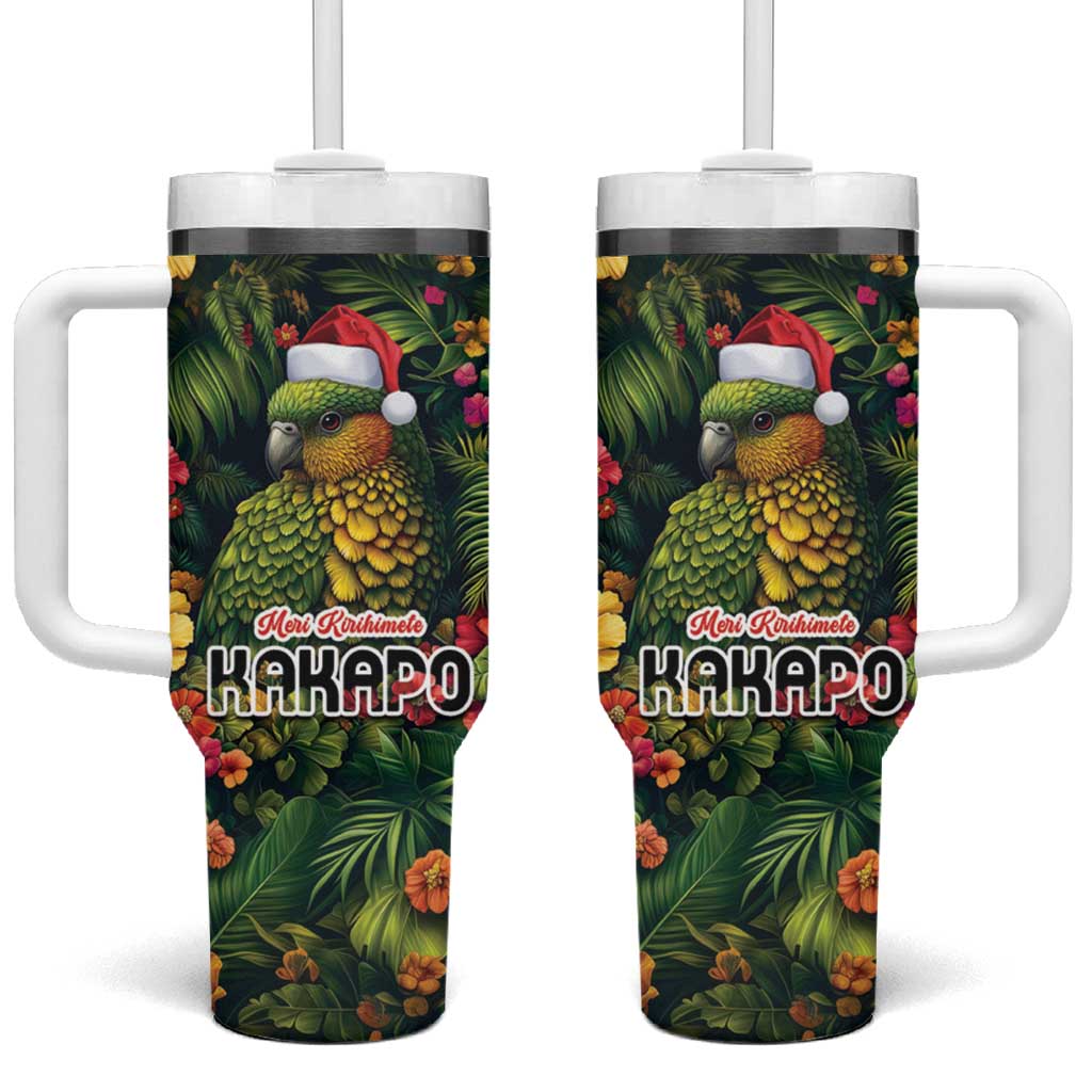 Meri Kirihimete Kakapo Tumbler With Handle New Zealand Christmas with Tropical Vibe