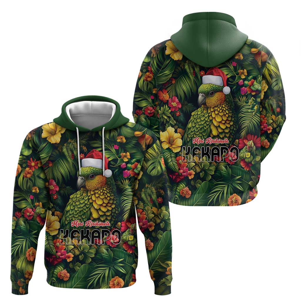 Meri Kirihimete Kakapo Zip Hoodie New Zealand Christmas with Tropical Vibe