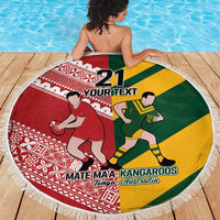 Australia-Tonga Rugby Pacific Custom Beach Blanket The Kangaroos and Mate Ma'a Tonga LT9 - Polynesian Pride