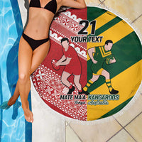 Australia-Tonga Rugby Pacific Custom Beach Blanket The Kangaroos and Mate Ma'a Tonga LT9 - Polynesian Pride