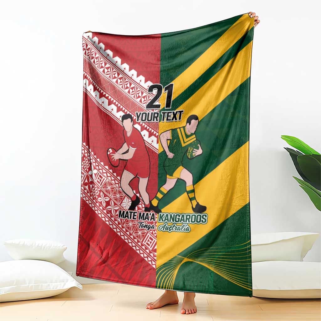 Australia-Tonga Rugby Pacific Custom Blanket The Kangaroos and Mate Ma'a Tonga LT9 - Polynesian Pride