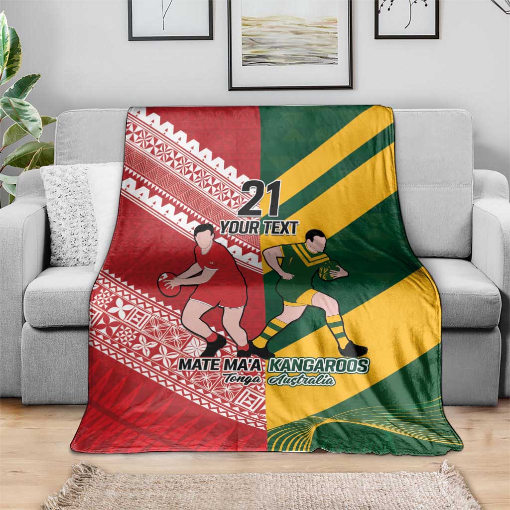 Australia-Tonga Rugby Pacific Custom Blanket The Kangaroos and Mate Ma'a Tonga LT9 - Polynesian Pride
