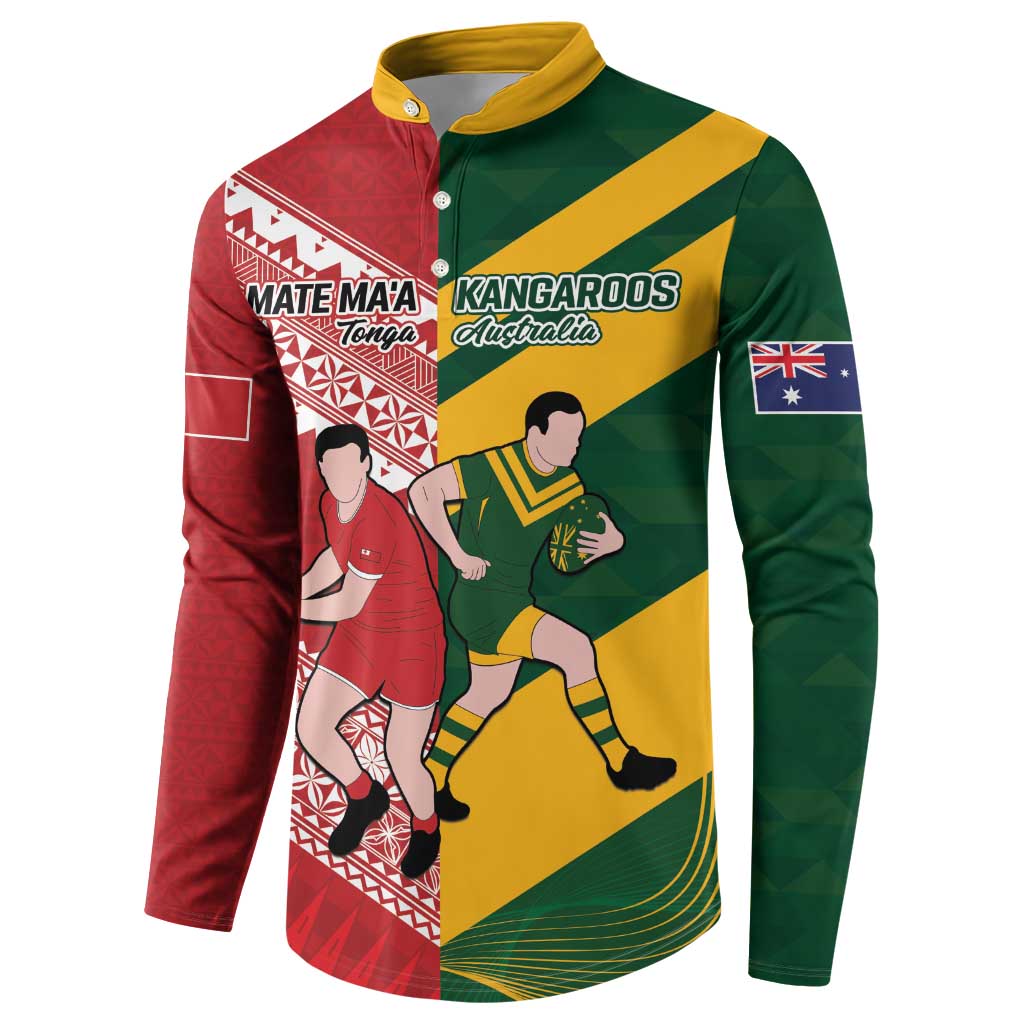 Australia-Tonga Rugby Pacific Custom Button Sweatshirt The Kangaroos and Mate Ma'a Tonga LT9 - Polynesian Pride