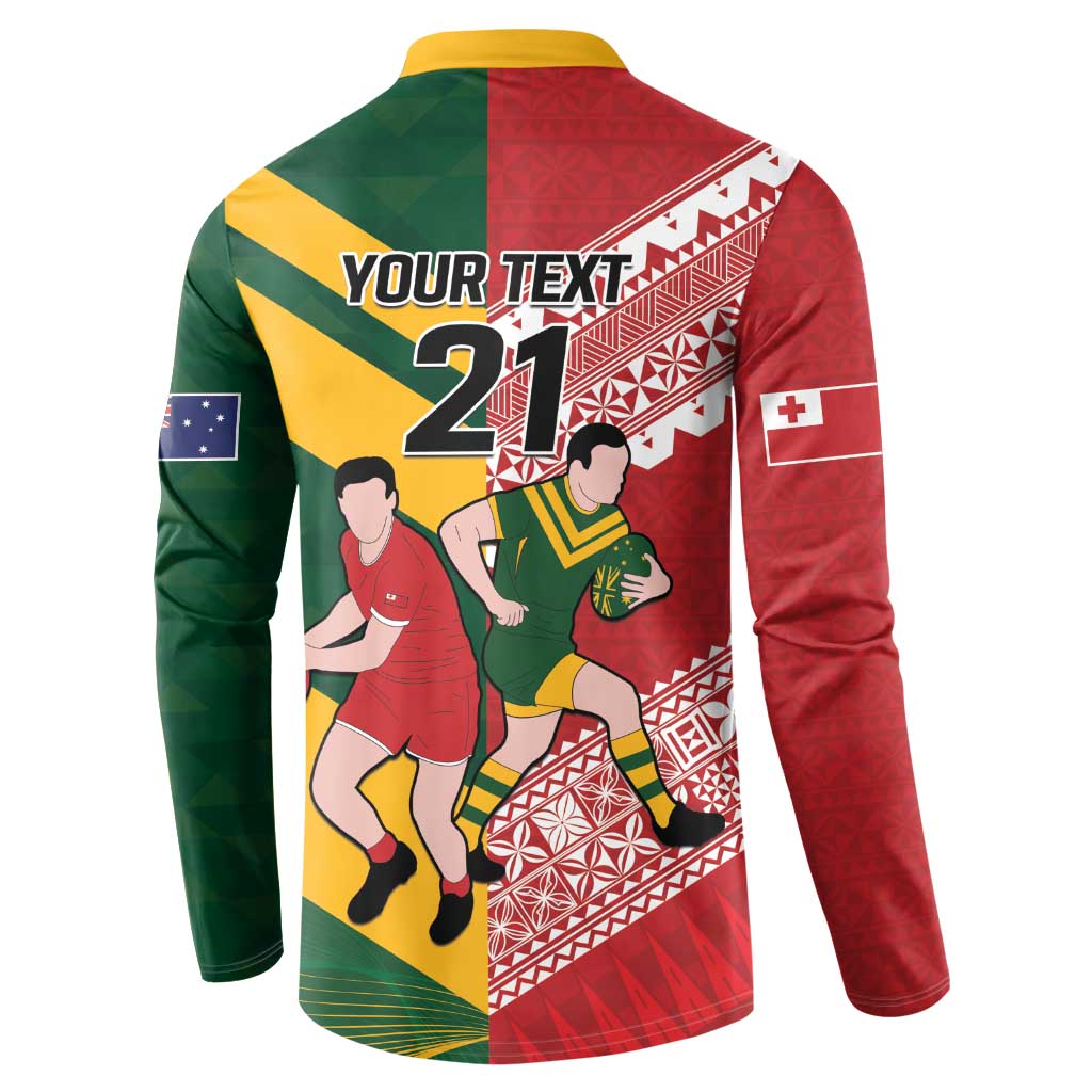 Australia-Tonga Rugby Pacific Custom Button Sweatshirt The Kangaroos and Mate Ma'a Tonga LT9 - Polynesian Pride
