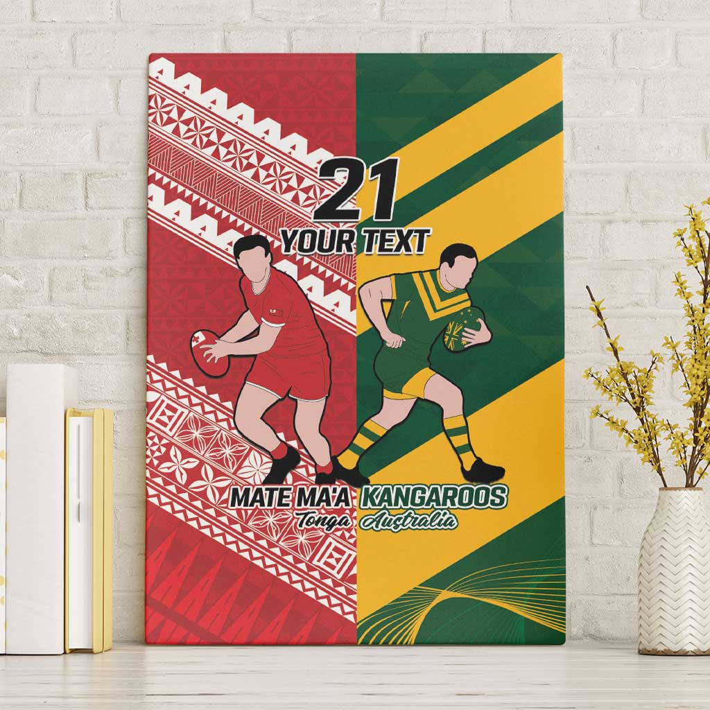 Australia-Tonga Rugby Pacific Custom Canvas Wall Art The Kangaroos and Mate Ma'a Tonga LT9 Without Frame Red-Green - Polynesian Pride