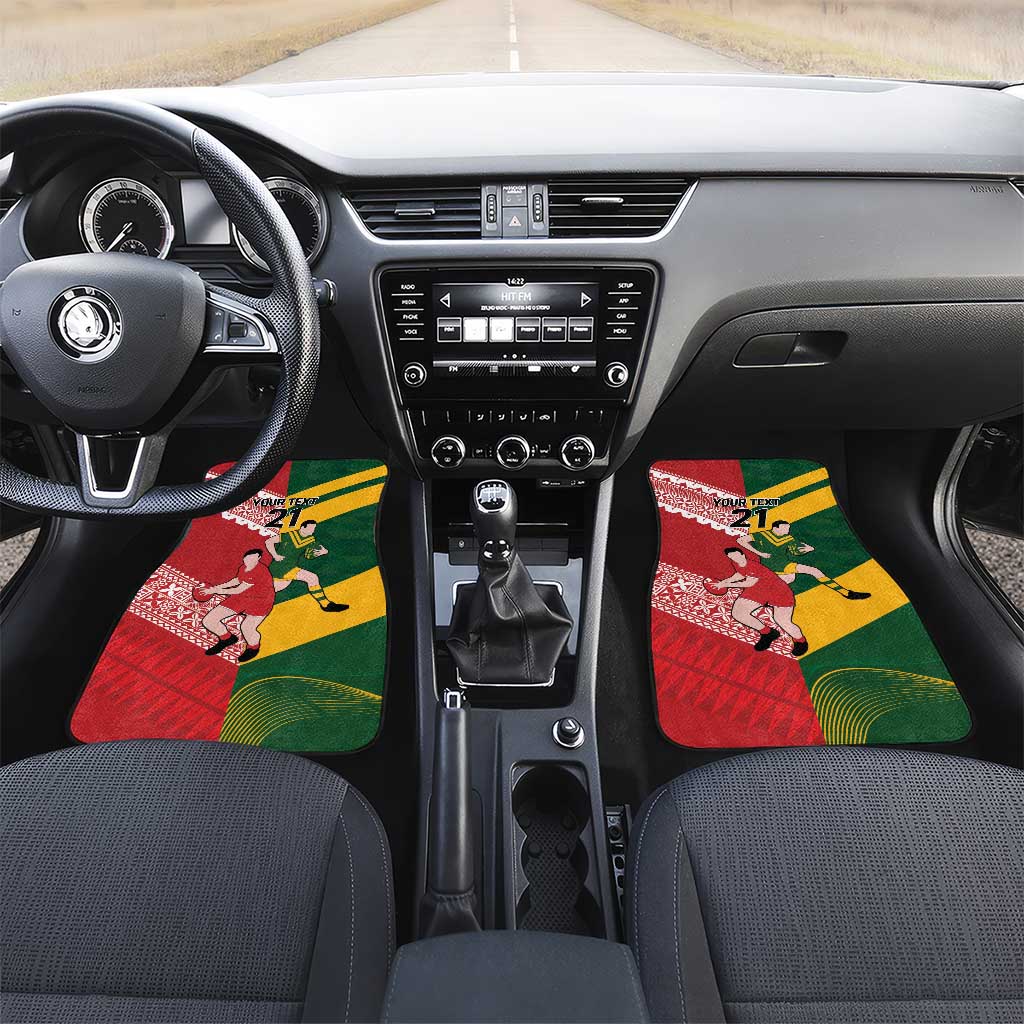 Australia-Tonga Rugby Pacific Custom Car Mats The Kangaroos and Mate Ma'a Tonga LT9 Set 2pcs - Front Red-Green - Polynesian Pride