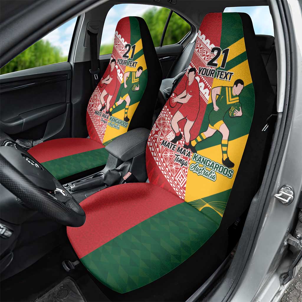 Australia-Tonga Rugby Pacific Custom Car Seat Cover The Kangaroos and Mate Ma'a Tonga