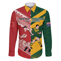 Australia-Tonga Rugby Pacific Custom Family Matching Long Sleeve Bodycon Dress and Hawaiian Shirt The Kangaroos and Mate Ma'a Tonga