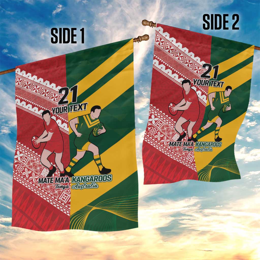 Australia-Tonga Rugby Pacific Custom Garden Flag The Kangaroos and Mate Ma'a Tonga LT9 - Polynesian Pride