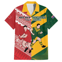 Australia-Tonga Rugby Pacific Custom Hawaiian Shirt The Kangaroos and Mate Ma'a Tonga LT9 Red-Green - Polynesian Pride