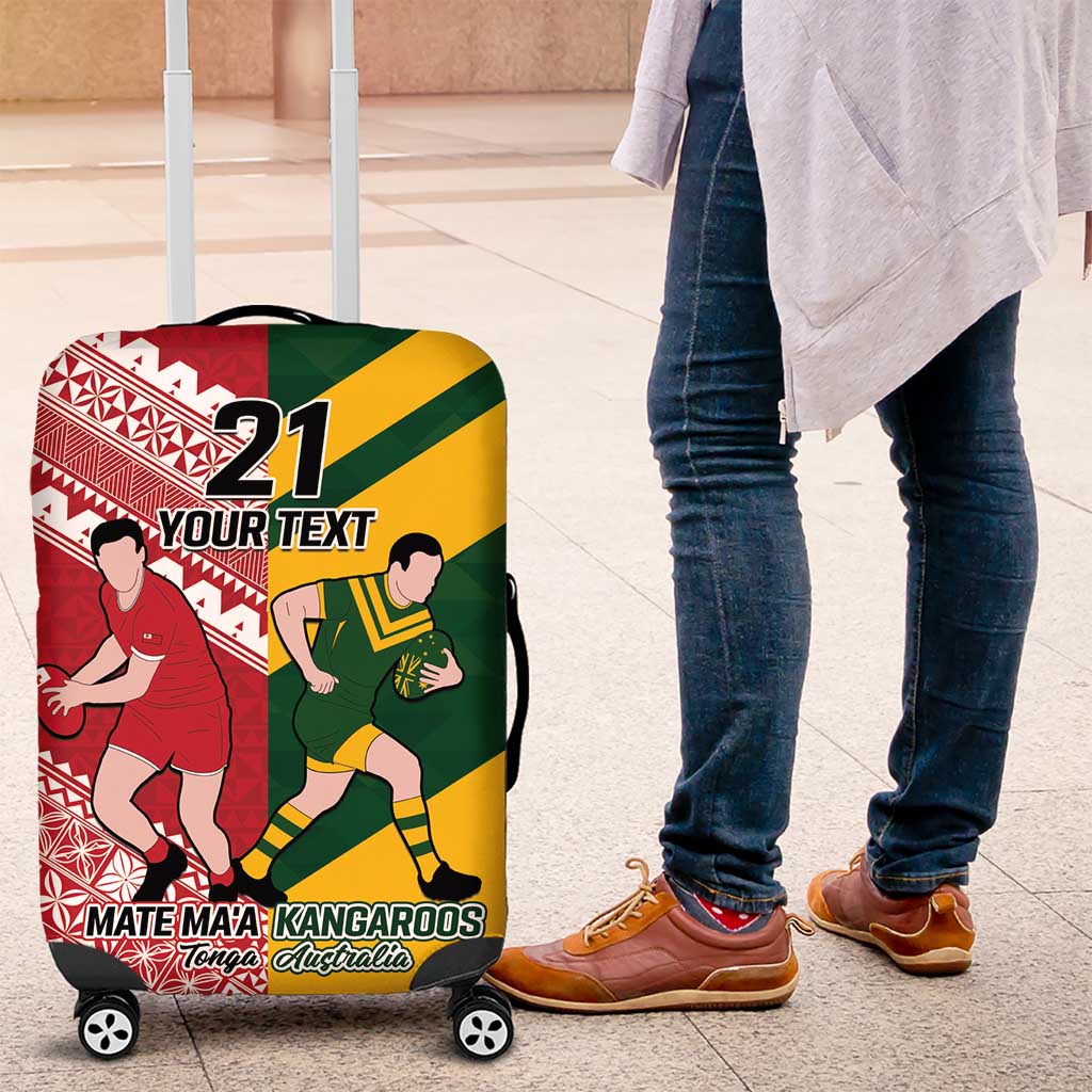 Australia-Tonga Rugby Pacific Custom Luggage Cover The Kangaroos and Mate Ma'a Tonga