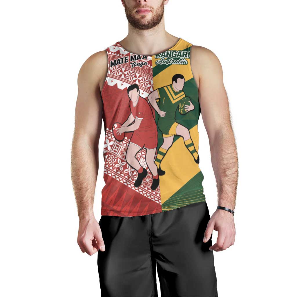 Australia-Tonga Rugby Pacific Custom Men Tank Top The Kangaroos and Mate Ma'a Tonga LT9 - Polynesian Pride