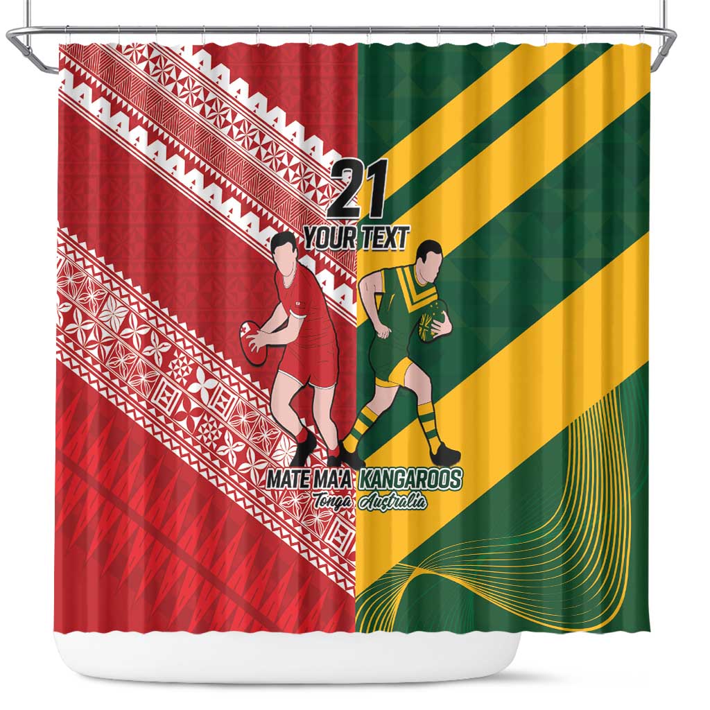 Australia-Tonga Rugby Pacific Custom Shower Curtain The Kangaroos and Mate Ma'a Tonga