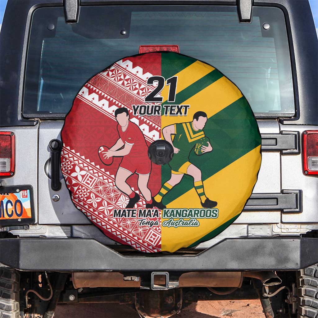 Australia-Tonga Rugby Pacific Custom Spare Tire Cover The Kangaroos and Mate Ma'a Tonga LT9 Red-Green - Polynesian Pride
