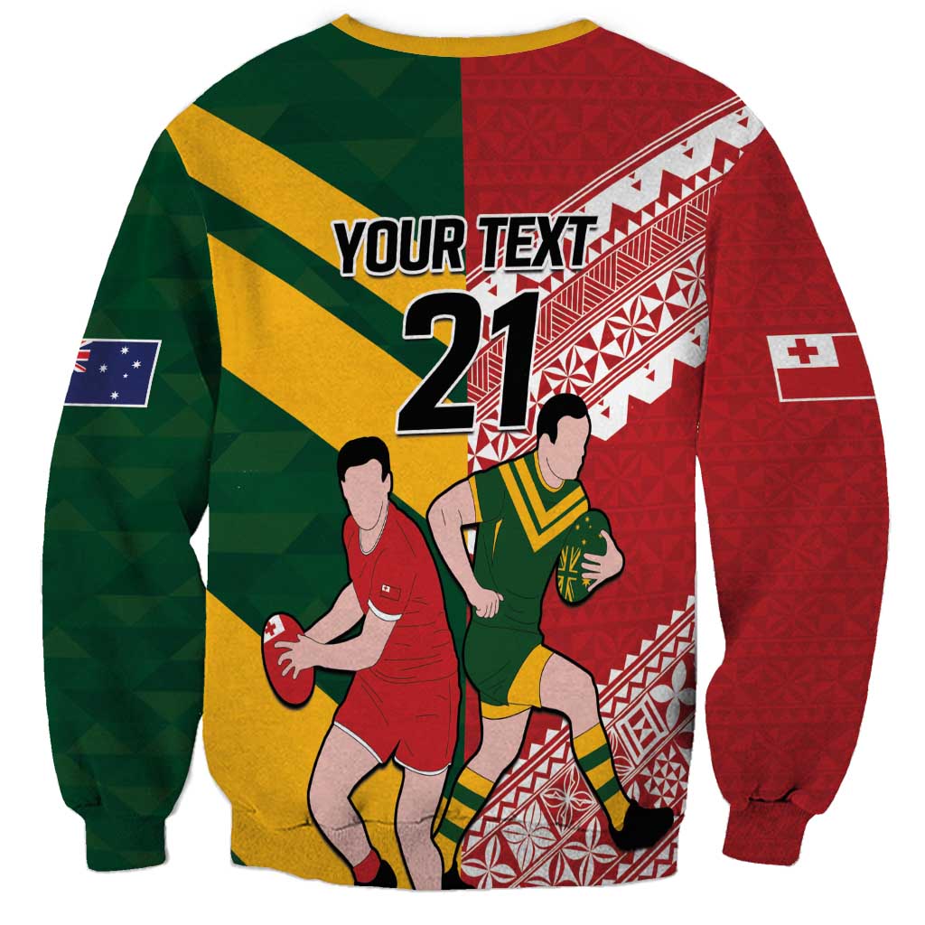 Australia-Tonga Rugby Pacific Custom Sweatshirt The Kangaroos and Mate Ma'a Tonga LT9 - Polynesian Pride