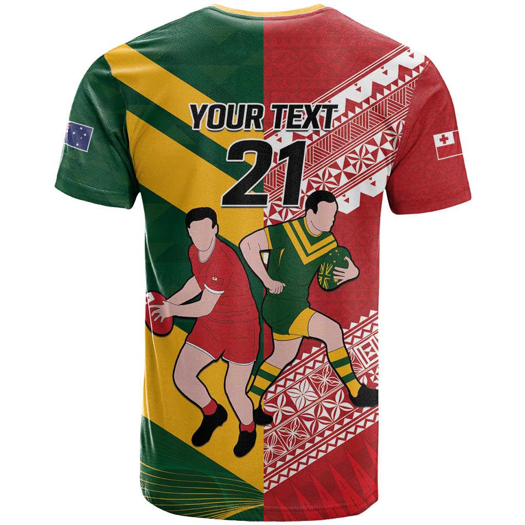 Australia-Tonga Rugby Pacific Custom T Shirt The Kangaroos and Mate Ma'a Tonga LT9 - Polynesian Pride