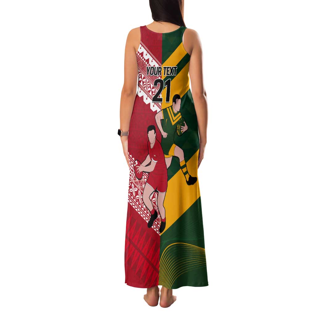 Australia-Tonga Rugby Pacific Custom Tank Maxi Dress The Kangaroos and Mate Ma'a Tonga LT9 - Polynesian Pride