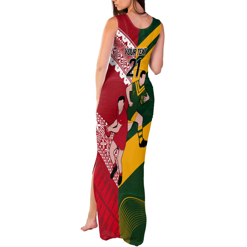 Australia-Tonga Rugby Pacific Custom Tank Maxi Dress The Kangaroos and Mate Ma'a Tonga LT9 - Polynesian Pride