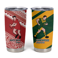 Australia-Tonga Rugby Pacific Custom Tumbler Cup The Kangaroos and Mate Ma'a Tonga LT9 Red-Green - Polynesian Pride