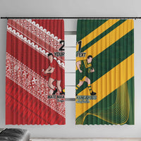 Australia-Tonga Rugby Pacific Custom Window Curtain The Kangaroos and Mate Ma'a Tonga LT9 With Hooks Red-Green - Polynesian Pride